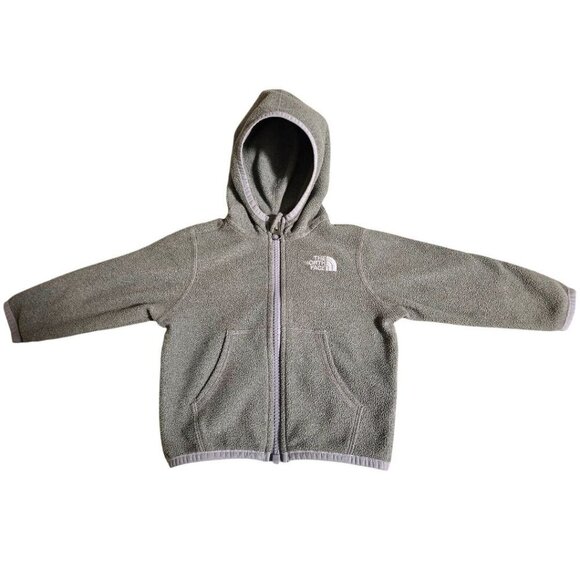 North Face Gray Fleece Hoodie Baby SZ 6-12 Months - Picture 1 of 9